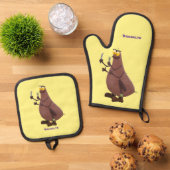 Funny hungrig hässlich flehe Cartoon Ofenhandschuh & Topflappen-Set (Oben Unten)
