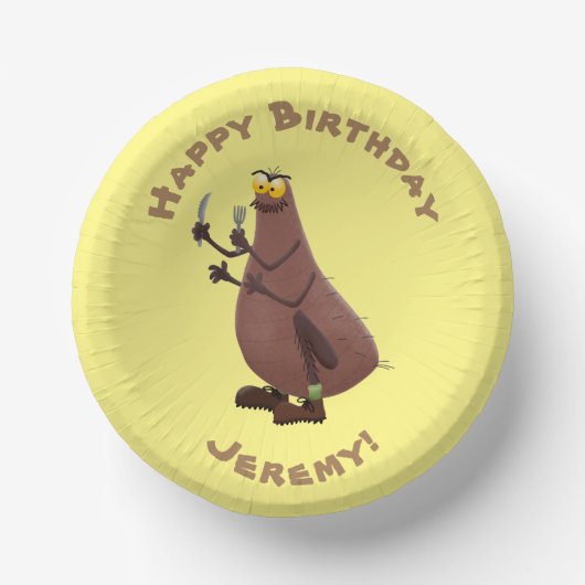 Funny hungrig hässlich flehe Cartoon Pappteller (Vorderseite)