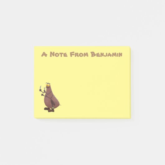 Funny hungrig hässlich flehe Cartoon Post-it Klebezettel (Vorderseite)