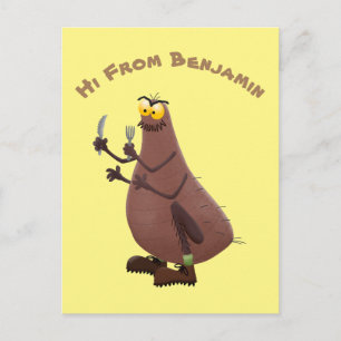 Funny hungrig hässlich flehe Cartoon Postkarte