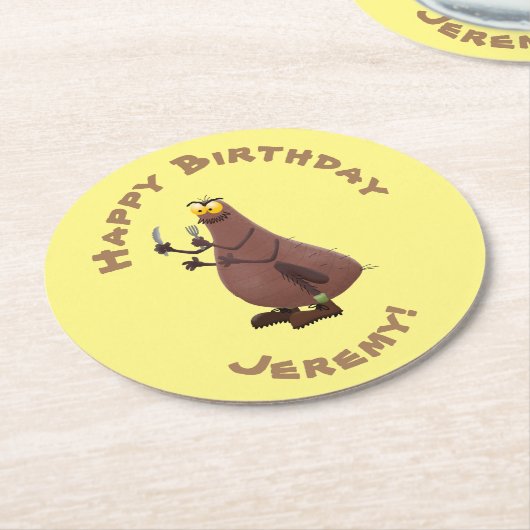 Funny hungrig hässlich flehe Cartoon Runder Pappuntersetzer (Angewinkelt)