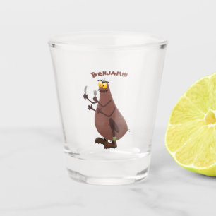 Funny hungrig hässlich flehe Cartoon Schnapsglas