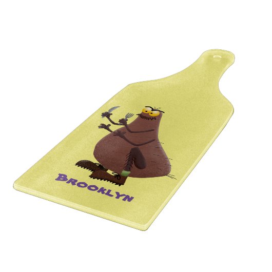 Funny hungrig hässlich flehe Cartoon Schneidebrett (Ecke)