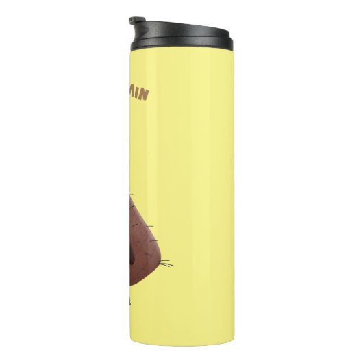 Funny hungrig hässlich flehe Cartoon Thermosbecher (Nach rechts gedreht)