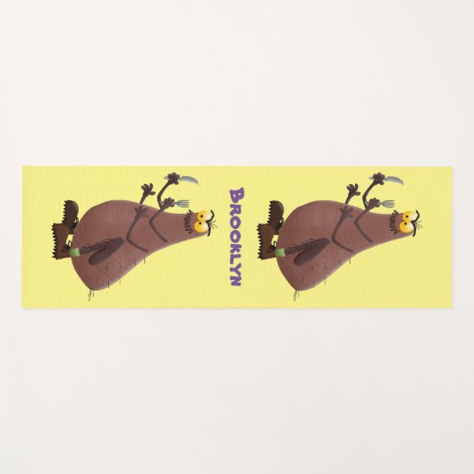 Funny hungrig hässlich flehe Cartoon Yogamatte (Vorderseite (Horizontal))