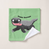 Funny hungrig Honigbadger Cartoon Illustration Badhandtuch Set (Waschlappen)