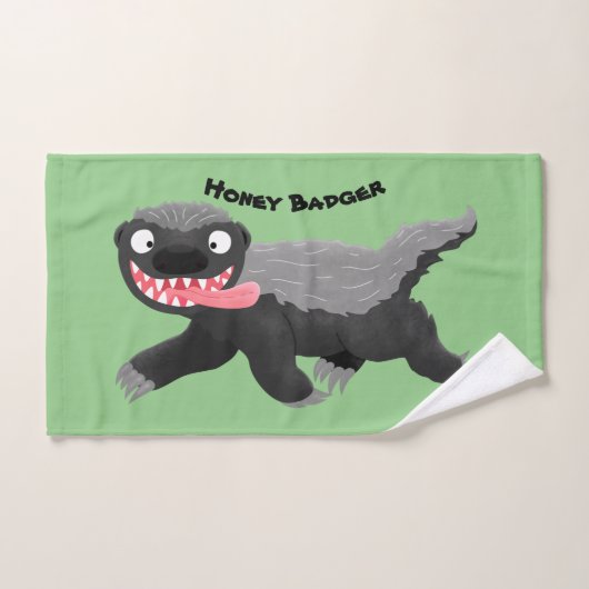 Funny hungrig Honigbadger Cartoon Illustration Badhandtuch Set (Handtuch)