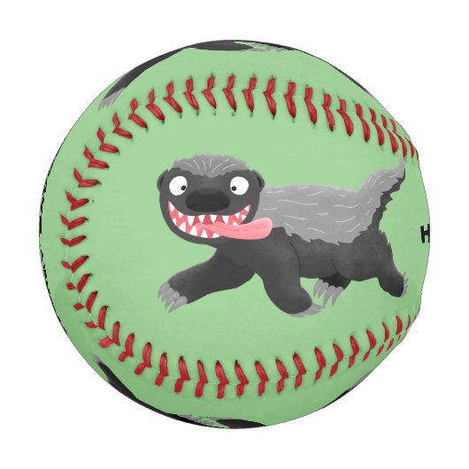 Funny hungrig Honigbadger Cartoon Illustration Baseball (Vorderseite Links)