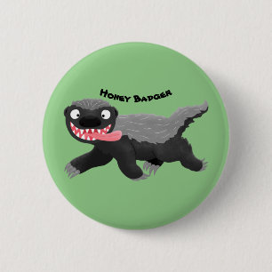 Funny hungrig Honigbadger Cartoon Illustration Button