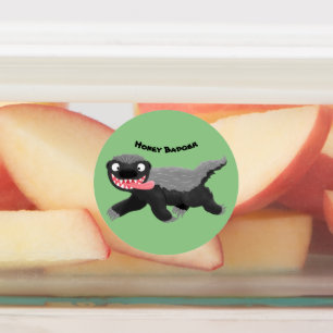 Funny hungrig Honigbadger Cartoon Illustration Etiketten