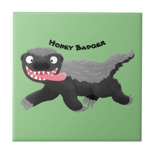 Funny hungrig Honigbadger Cartoon Illustration Fliese (Vorderseite)