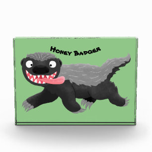 Funny hungrig Honigbadger Cartoon Illustration Fotoblock