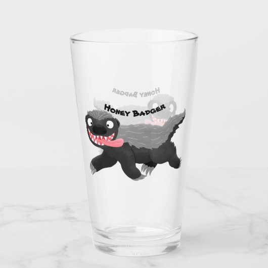 Funny hungrig Honigbadger Cartoon Illustration Glas (Rückseite)
