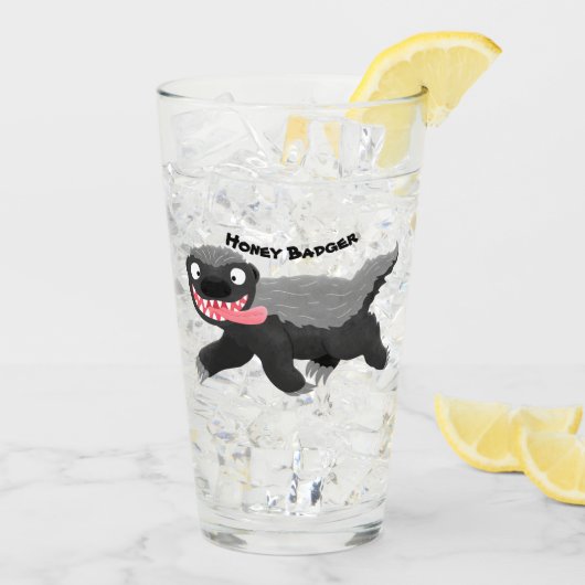 Funny hungrig Honigbadger Cartoon Illustration Glas (Rückseite Ice)