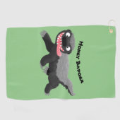 Funny hungrig Honigbadger Cartoon Illustration Golfhandtuch (Horizontal)