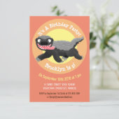 Funny hungrig honigbadger Cartoon Illustration inv Einladung (Stehend Vorderseite)