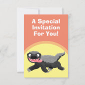 Funny hungrig honigbadger Cartoon Illustration inv Einladung (Rückseite)