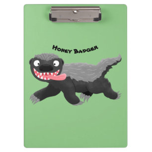 Funny hungrig Honigbadger Cartoon Illustration Klemmbrett