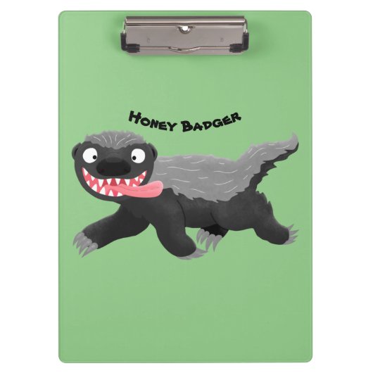 Funny hungrig Honigbadger Cartoon Illustration Klemmbrett (Vorderseite)