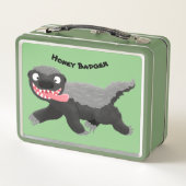 Funny hungrig Honigbadger Cartoon Illustration Metall Brotdose (Rückseite)
