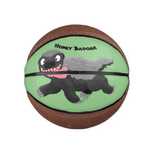 Funny hungrig Honigbadger Cartoon Illustration Mini Basketball