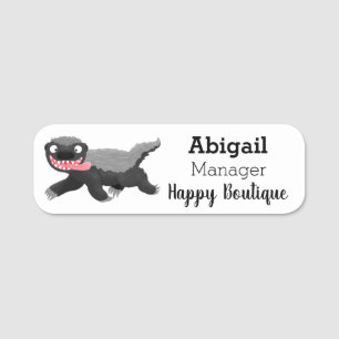 Funny hungrig Honigbadger Cartoon Illustration Namensschild