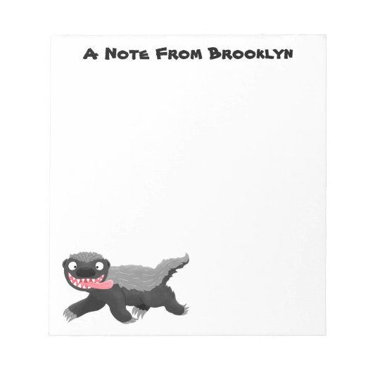 Funny hungrig Honigbadger Cartoon Illustration Notizblock (Vorderseite)