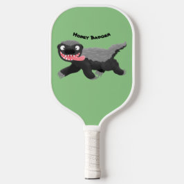 Funny hungrig Honigbadger Cartoon Illustration Pickleball Schläger