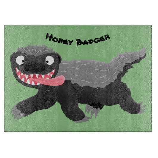 Funny hungrig Honigbadger Cartoon Illustration Schneidebrett (Vorderseite)