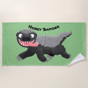 Funny hungrig Honigbadger Cartoon Illustration Strandtuch