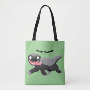 Funny hungrig Honigbadger Cartoon Illustration Tasche