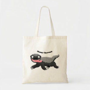 Funny hungrig Honigbadger Cartoon Illustration Tragetasche