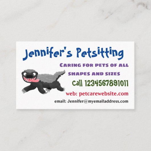 Funny hungrig Honigbadger Cartoon Illustration Visitenkarte (Vorderseite)