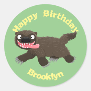 Funny hungrig Wolverine Cartoon Classic Roun Runder Aufkleber