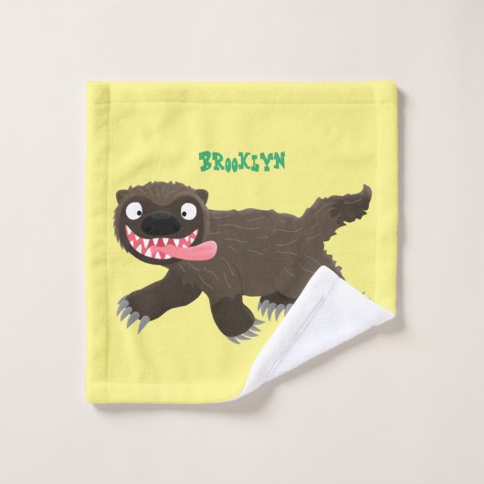 Funny hungrig Wolverine tierischer Cartoon Badhandtuch Set (Waschlappen)