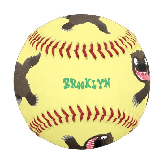 Funny hungrig Wolverine tierischer Cartoon Baseball (Rückseite)