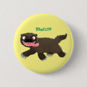 Funny hungrig Wolverine tierischer Cartoon Button (Vorderseite)