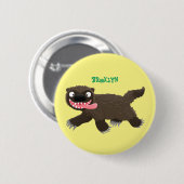 Funny hungrig Wolverine tierischer Cartoon Button (Vorne & Hinten)