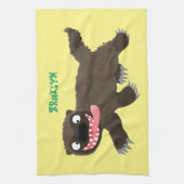 Funny hungrig Wolverine tierischer Cartoon Geschirrtuch (Vertikal)