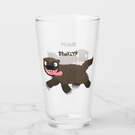 Funny hungrig Wolverine tierischer Cartoon Glas (Rückseite)