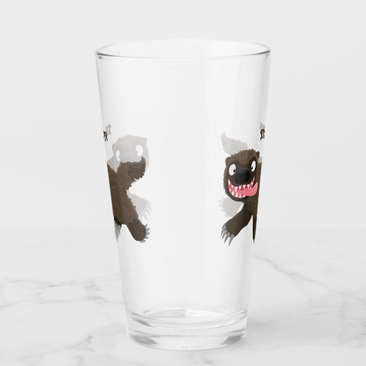 Funny hungrig Wolverine tierischer Cartoon Glas (Rechts)
