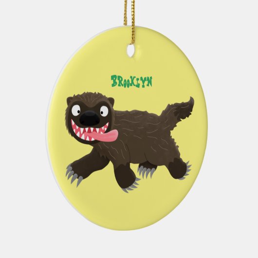 Funny hungrig Wolverine tierischer Cartoon Keramik Ornament (Rechts)