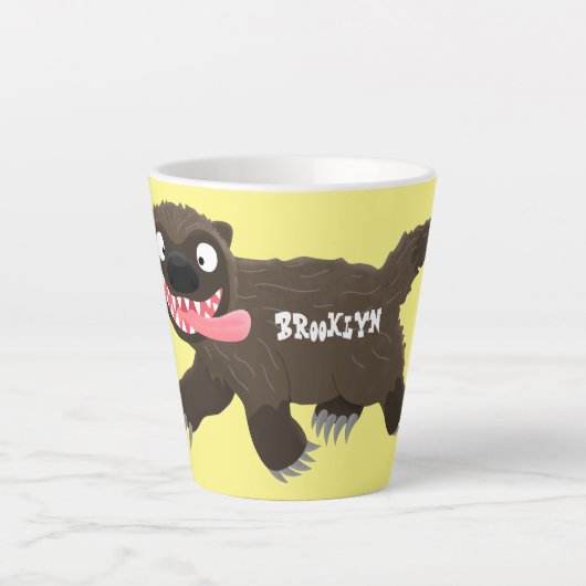 Funny hungrig Wolverine tierischer Cartoon Milchtasse (Vorderseite)