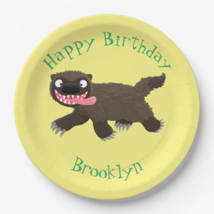 Funny hungrig Wolverine tierischer Cartoon Pappteller