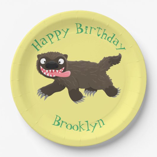 Funny hungrig Wolverine tierischer Cartoon Pappteller (Vorderseite)