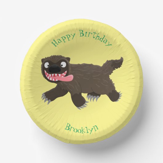 Funny hungrig Wolverine tierischer Cartoon Pappteller (Vorderseite)