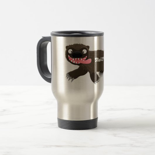 Funny hungrig Wolverine tierischer Cartoon Reisebecher (Vorderseite Links)