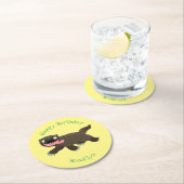 Funny hungrig Wolverine tierischer Cartoon Runder Pappuntersetzer (Vor Ort)