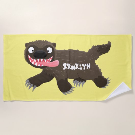 Funny hungrig Wolverine tierischer Cartoon Strandtuch (Vorderseite)