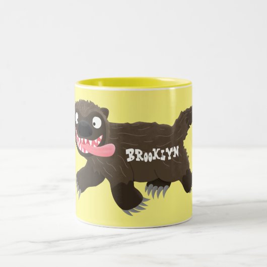Funny hungrig Wolverine tierischer Cartoon Zweifarbige Tasse (Mittel)